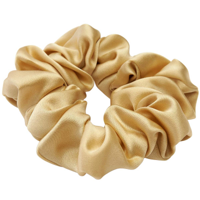 Lenoites Mulberry Silk Scrunchie, Gold